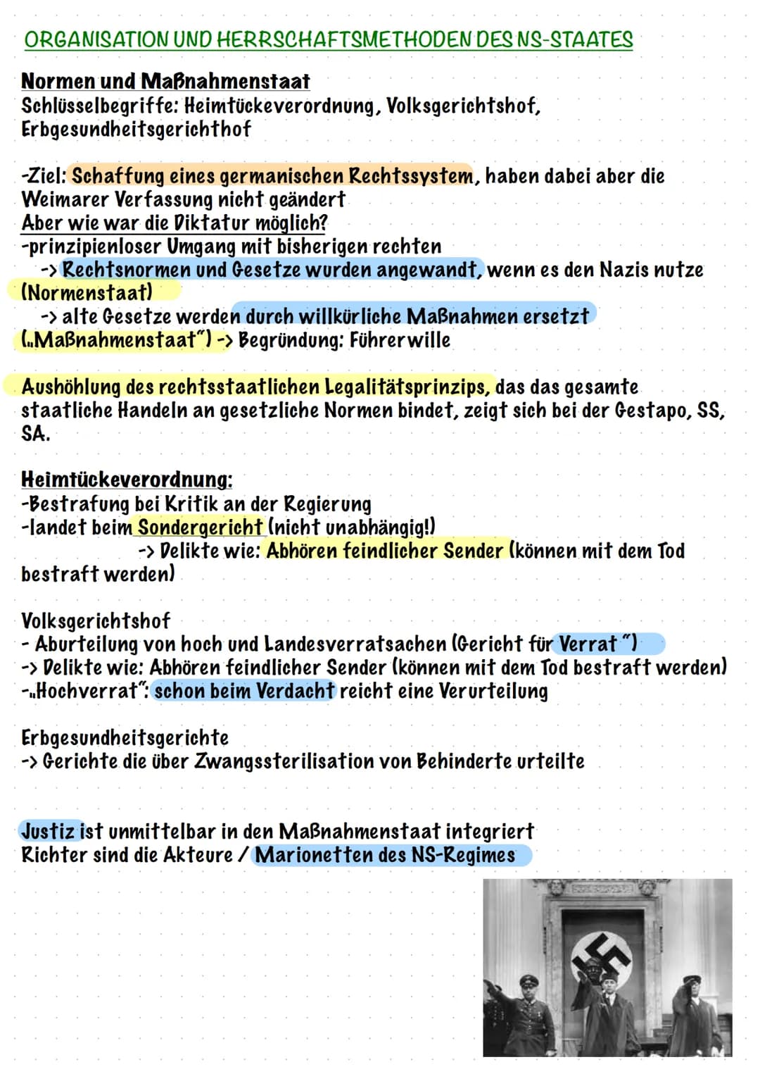 ORGANISATION UND HERRSCHAFTSMETHODEN DES NS-STAATES
Monokratie oder polykratie?
-Ziel der Umgestaltung von Staat + Gesellschaft = Diktatur
-