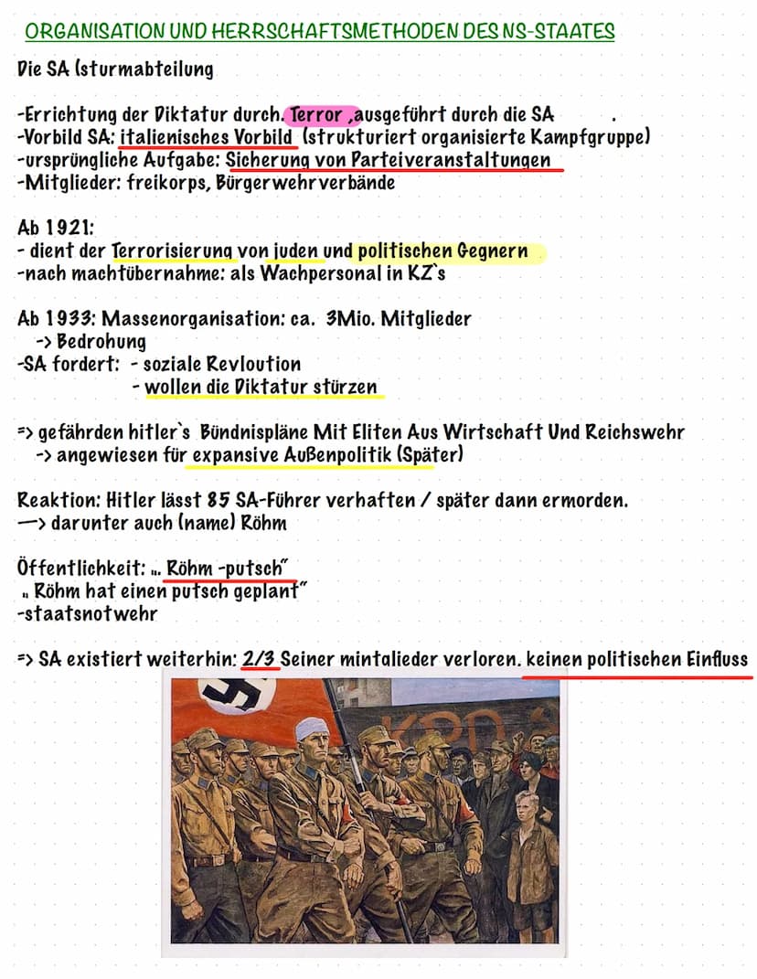 ORGANISATION UND HERRSCHAFTSMETHODEN DES NS-STAATES
Monokratie oder polykratie?
-Ziel der Umgestaltung von Staat + Gesellschaft = Diktatur
-