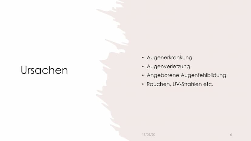 
<h2 id="ursachen">Ursachen</h2>
<p>Der Graue Star, auch bekannt als Katarakt, tritt in der Regel im Alter auf und resultiert in der Eintrüb
