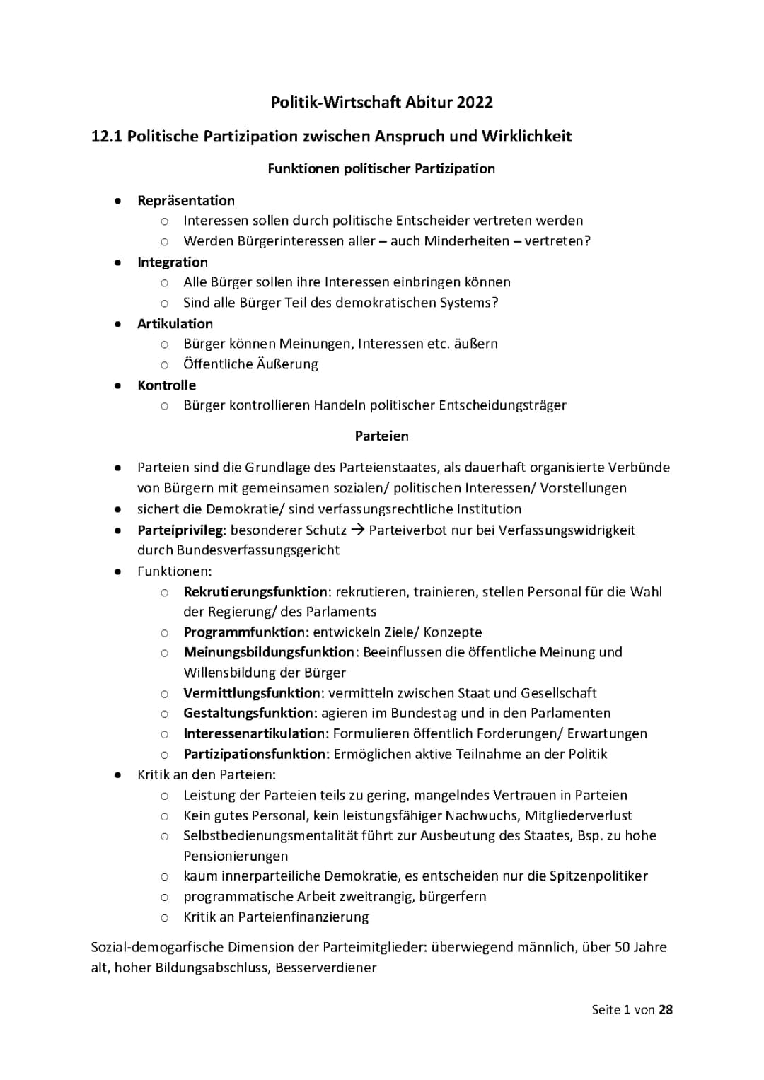 Partizipation, Marktwirtschaft, Friedrnssicherung, Außenhandel