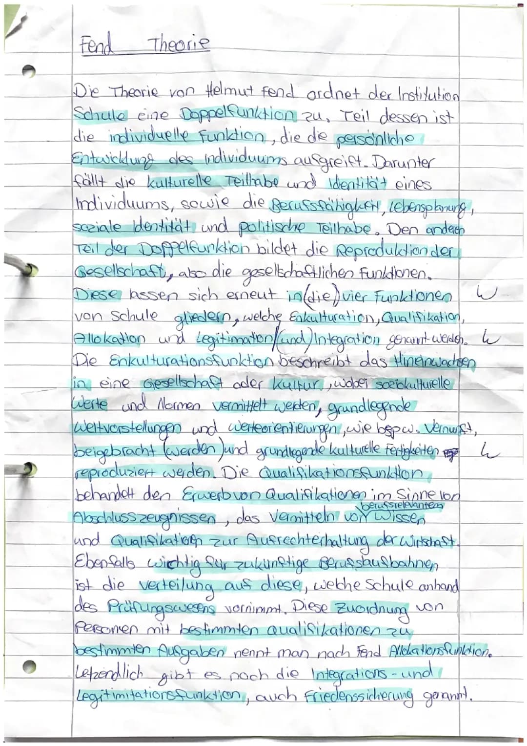 Fend Theoriedarstellung 