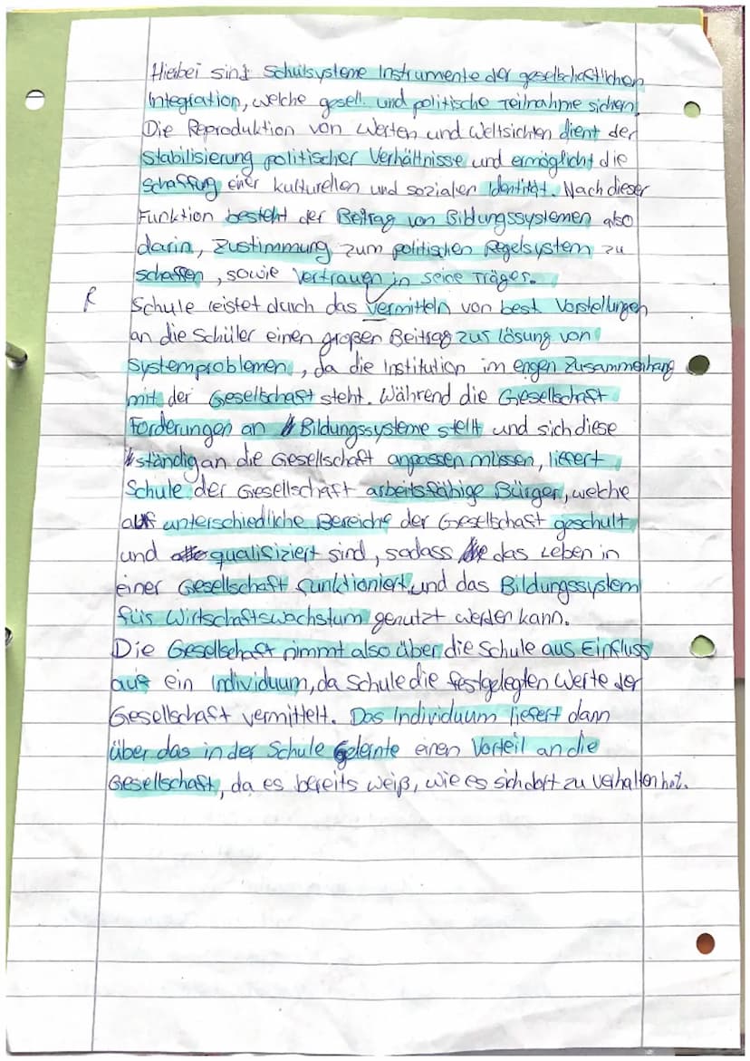 Fend Theorie
W
Die Theorie von Helmut fend ordnet der Institution
Schule eine Doppelfunktion 24, Teil dessen ist
die individuelle funktion, 