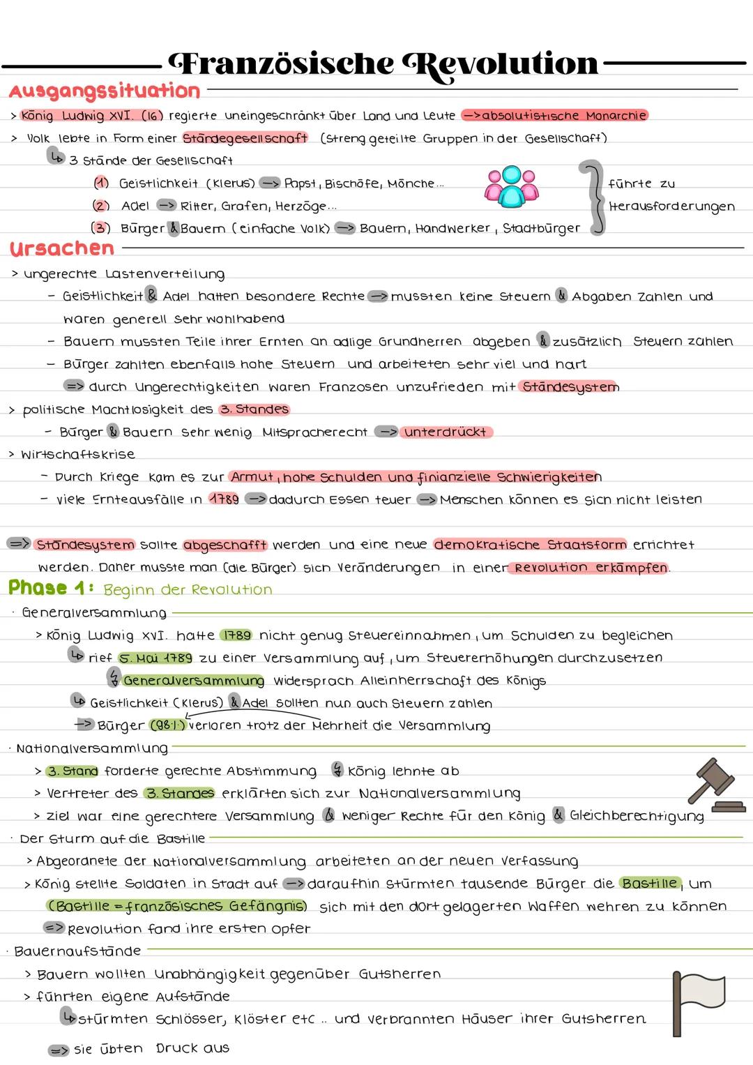 Französische Revolution
Ausgangssituation
> König Ludwig XVI. (16) regierte uneingeschränkt über Land und Leute -> absolutistische Monarchie