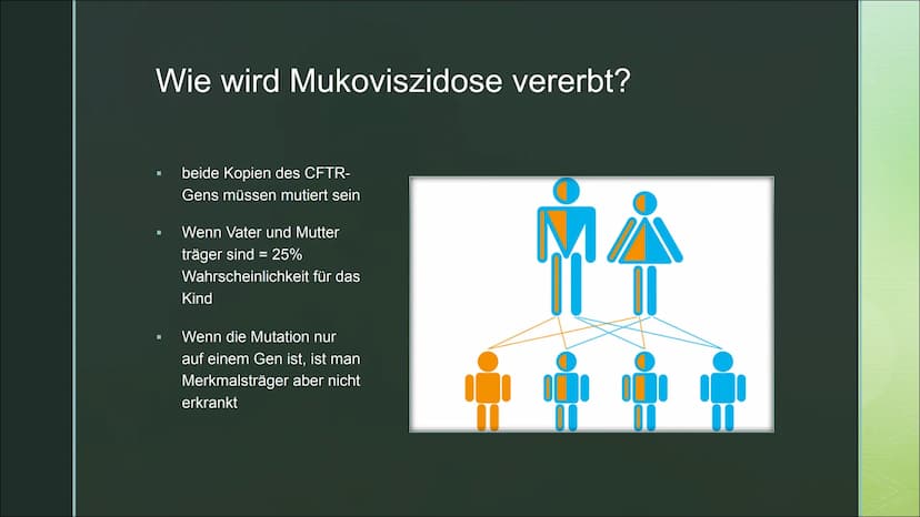 Von Fabienne Frentzen
Mukoviszidose ■
■
■
Was ist Mukoviszidose?
Wie wird Mukoviszidose vererbt?
Allgemeines Krankheitsbild
Welche Organe si