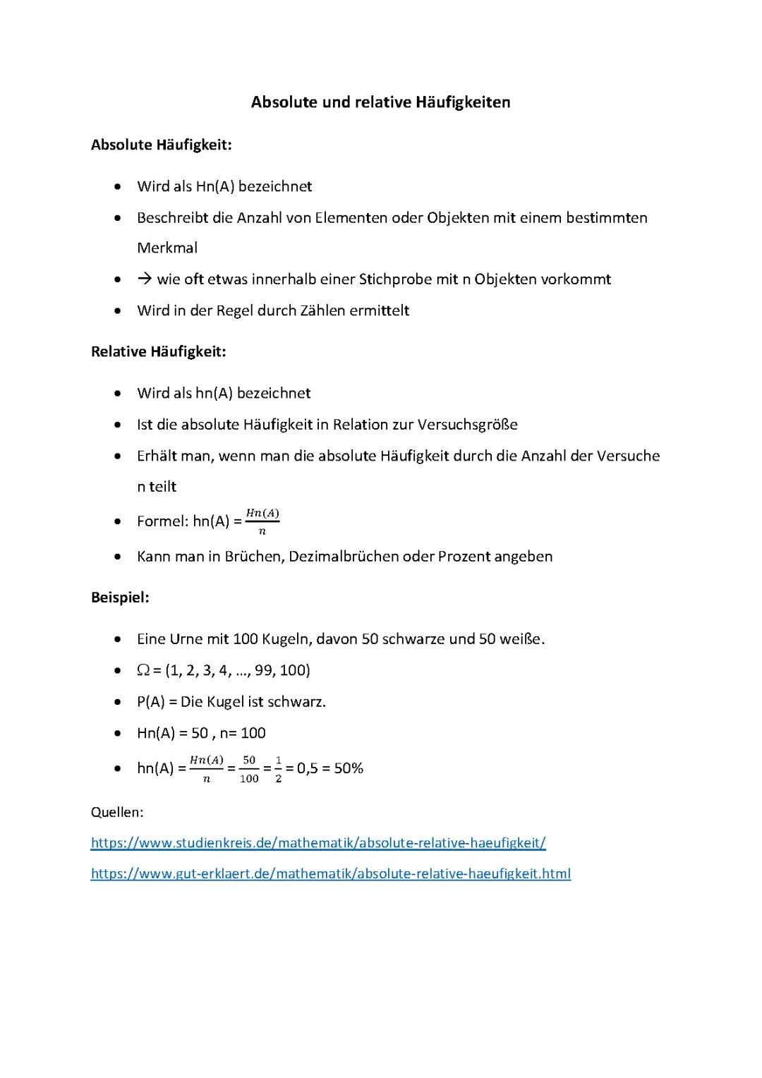 Absolute und relative Häufigkeit einfach erklärt – Beispiele und Aufgaben