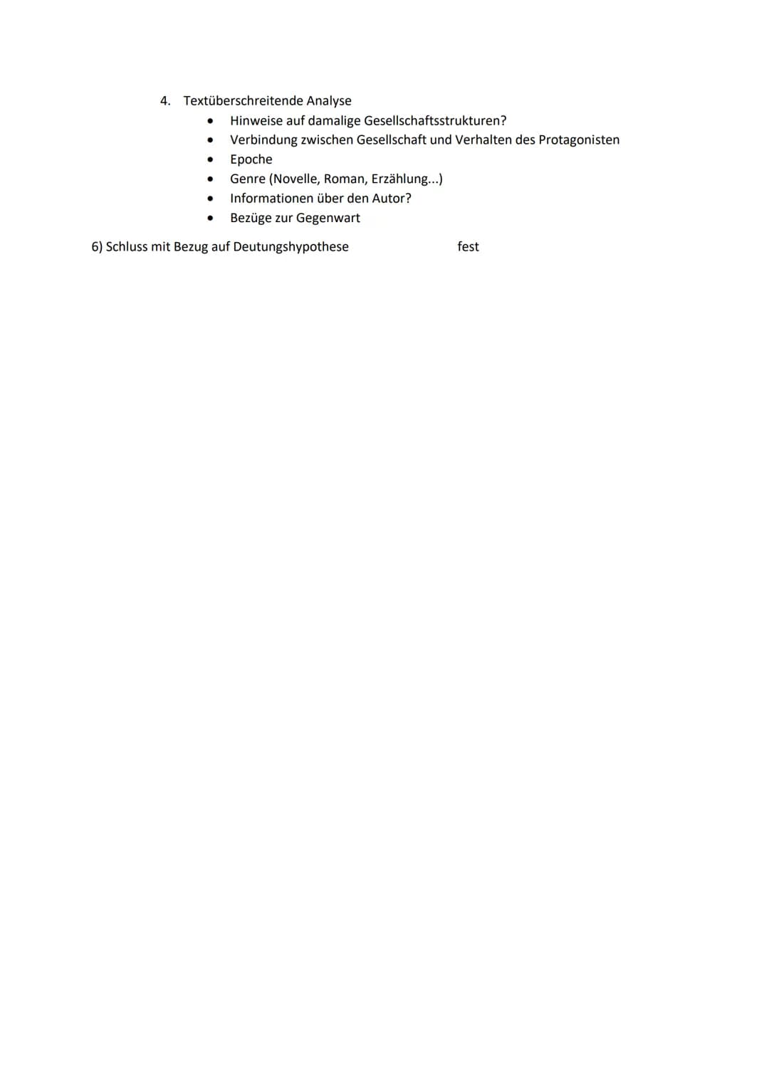Analyse eines literarischen Textes (→ Romanauszug)
1) Einleitung (Thema nur auf vorliegenden Auszug bezogen)
2) Deutungshypothese
3) Kontext