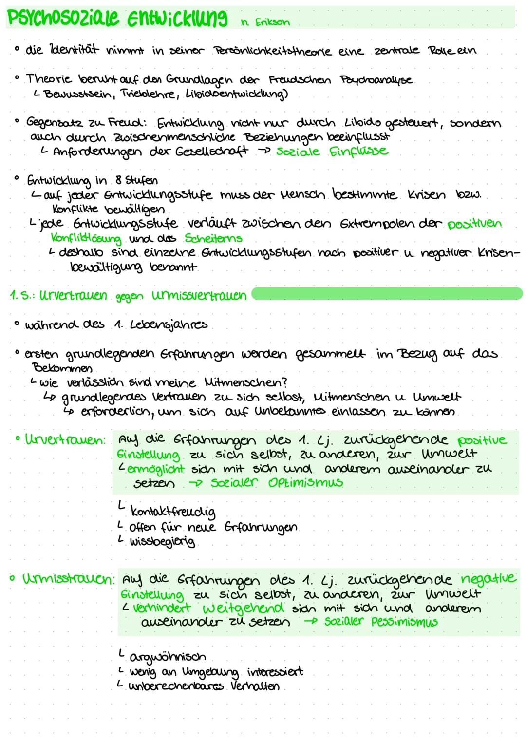 PSYChosoziale Entwicklung n Erikson
• die Identität nimmt in seiner Persönlichkeitstheorie eine zentrale Rolle ein
• Theorie beruht auf den 