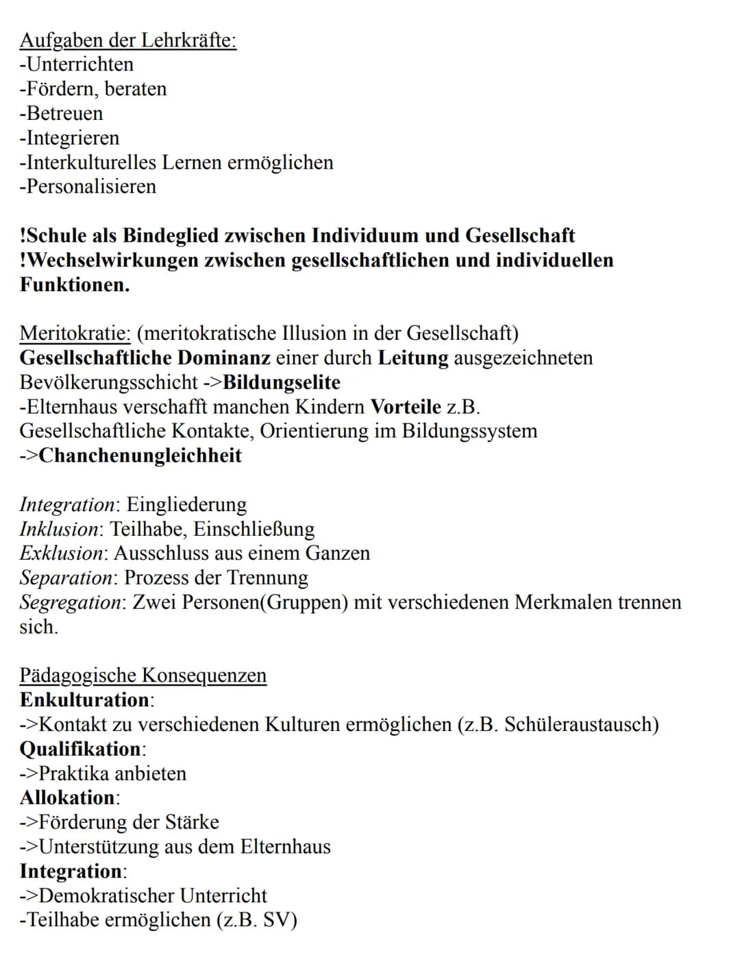 Funktion von Schule nach Fend
Allgemeines:
-Schule ist eine Institution der Gesellschaft und für die Gesellschaft.
-Vorbereitung für Lernend