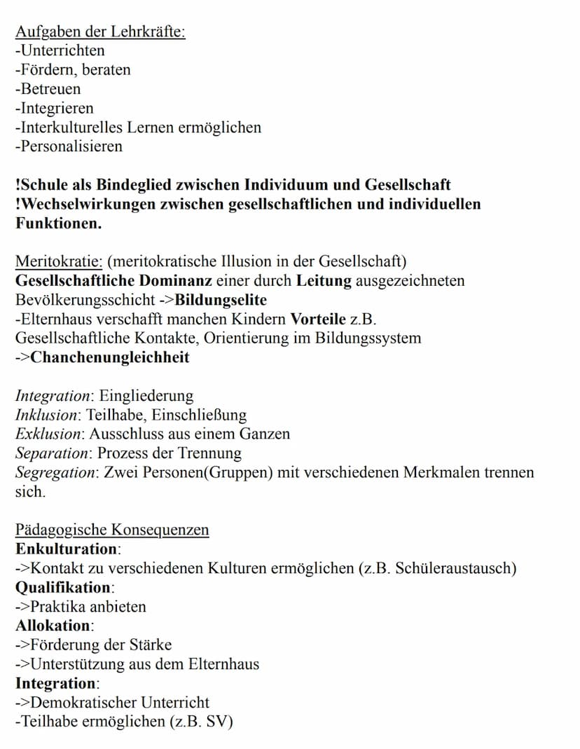 Funktion von Schule nach Fend
Allgemeines:
-Schule ist eine Institution der Gesellschaft und für die Gesellschaft.
-Vorbereitung für Lernend