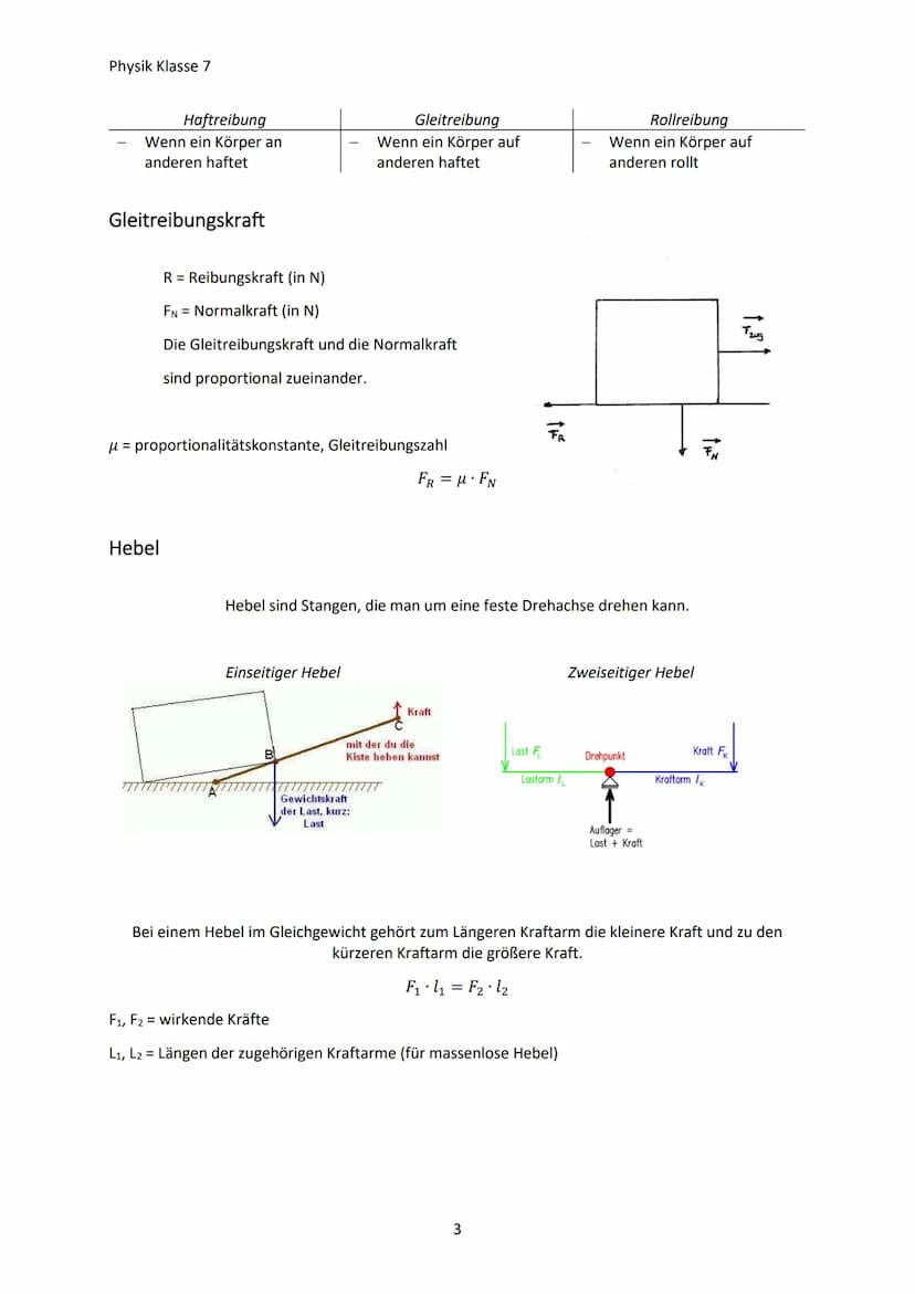 Physik Klasse 7
MECHANIK
Kräfte und ihre Wirkung
Die Kraft
Eine Kraft gibt an, wie stark zwei Körper aufeinander einwirken. Kräfte sind nur 