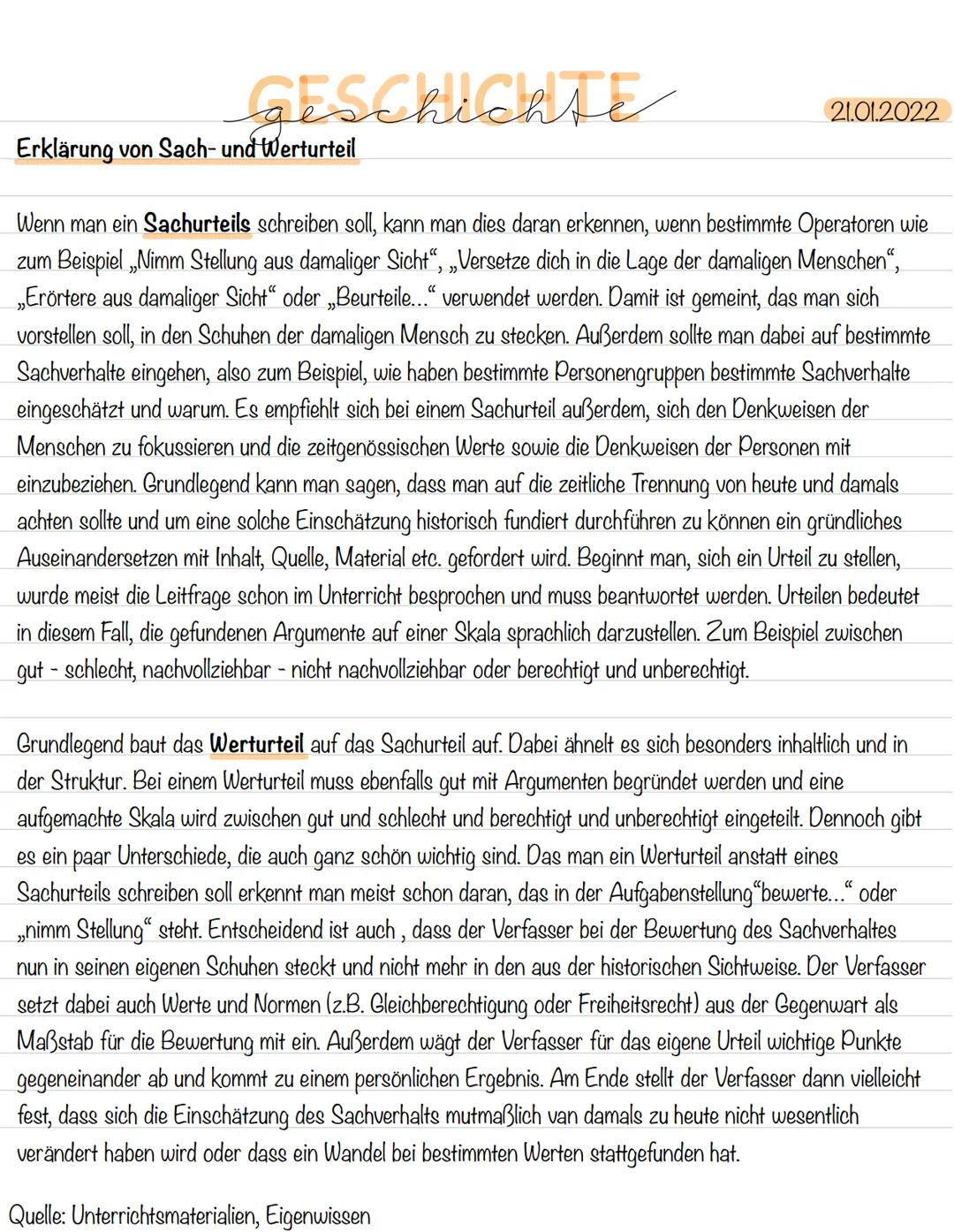 # geschichte
Erklärung von Sach- und Werturteil
21.01.2022

Wenn man ein Sachurteils schreiben soll, kann man dies daran erkennen, wenn best
