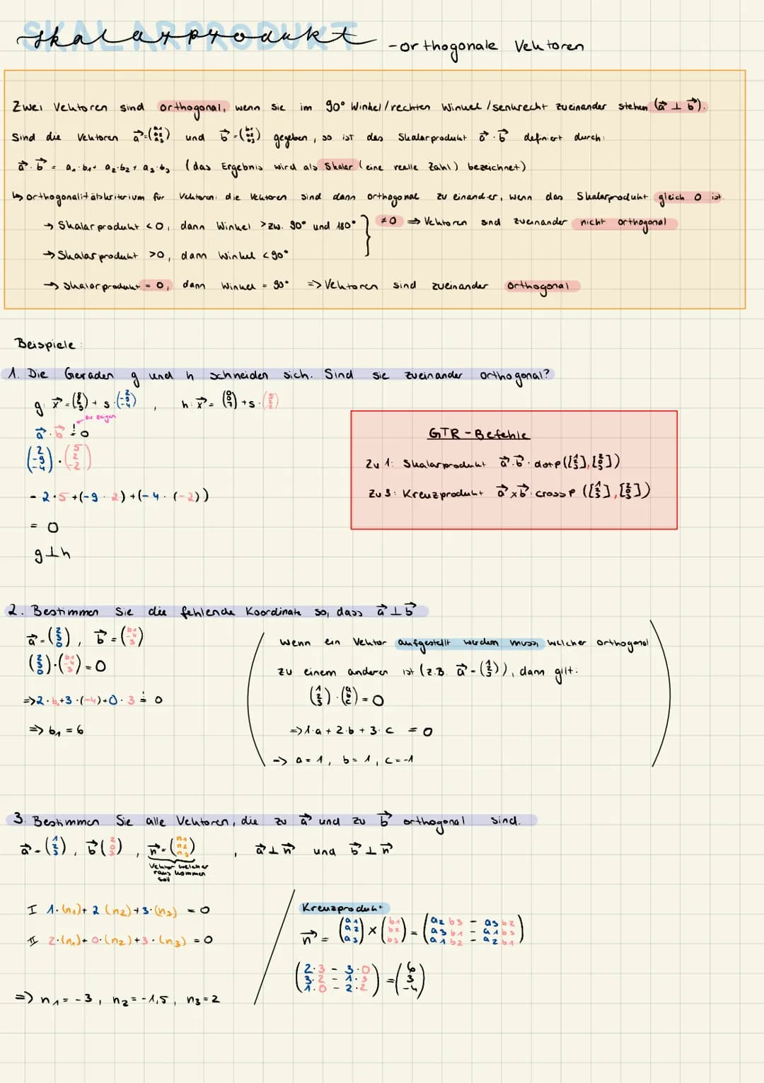 skalarprodakt
Zwei Vektoren sind orthogonal,
Vektoren (
Sind die
a²b² = a₂b₁+ a₂b₂+ A₂₂
orthogonalitätskriterium für
Beispiele
1. Die
g
a
Ge