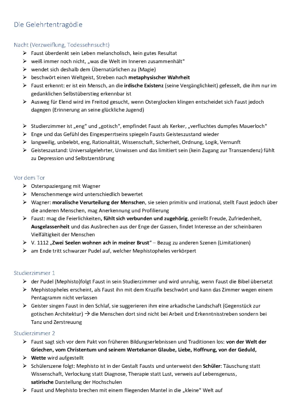 Faust 1 Gelehrtentragödie - Zusammenfassungen und Analysen von Szene Nacht bis Auerbachs Keller