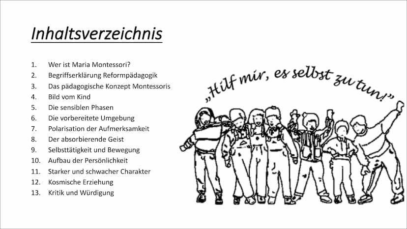 Montessori-Pädagogik als
reformpädagogisches Konzept Inhaltsverzeichnis
Wer ist Maria Montessori?
Begriffserklärung Reformpädagogik
Das päda