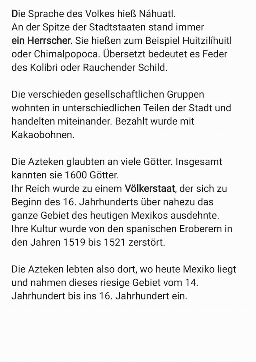 Die Azteken
Die Azteken siedelten sich in der Mitte des 14.
im Tal von Mexiko an und errichteten
die Hauptstadt Tenochtitlán.
Jahrhunderts
D