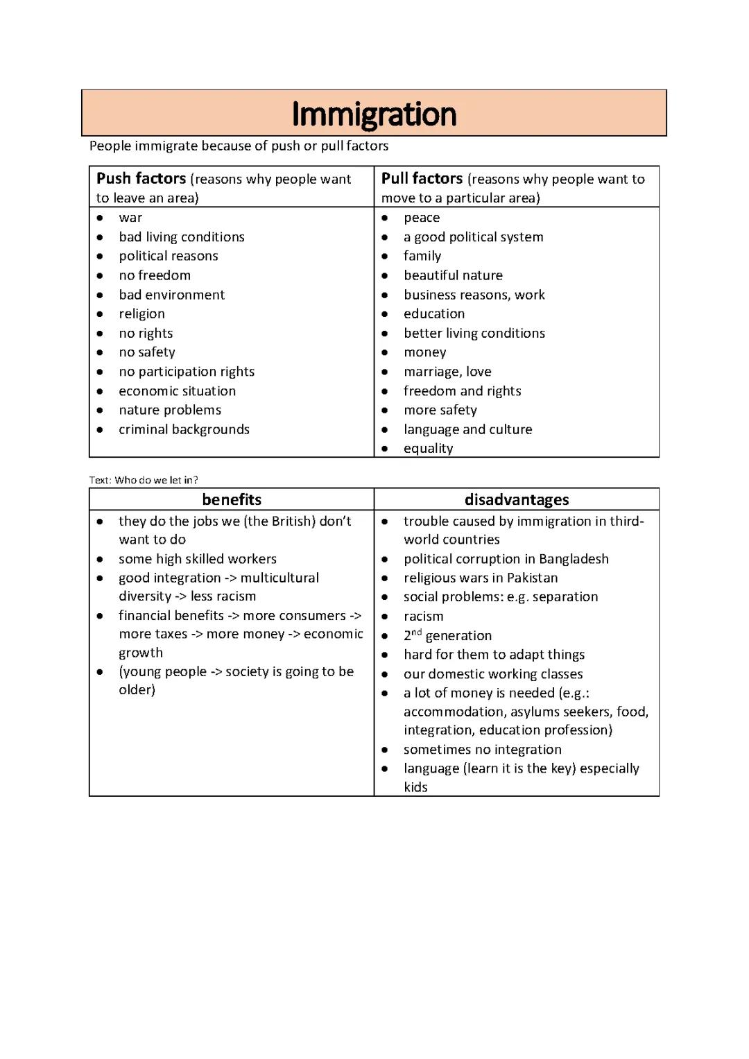 Why People Move: Push and Pull Factors for Kids