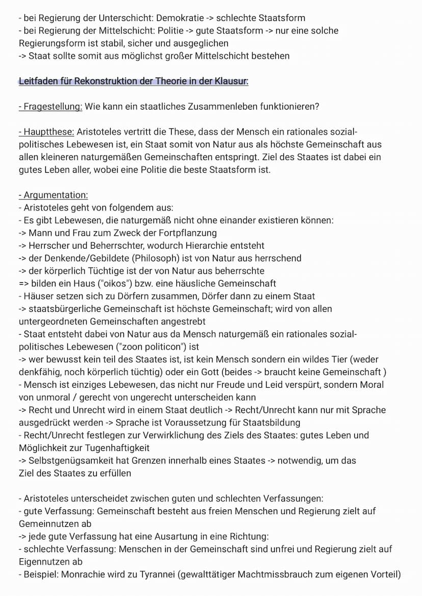 
<p>Aristoteles vertritt die These, dass der Mensch ein rationales sozial-politisches Lebewesen ist, und ein Staat somit von Natur aus als h