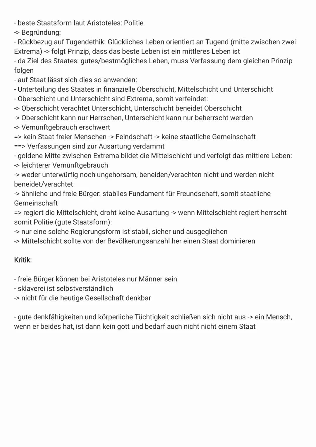 
<p>Aristoteles vertritt die These, dass der Mensch ein rationales sozial-politisches Lebewesen ist, und ein Staat somit von Natur aus als h