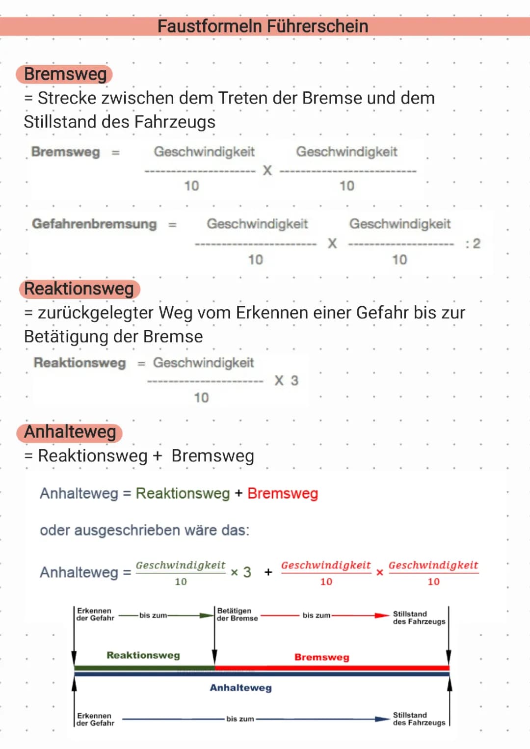 Faustformeln Führerschein 
