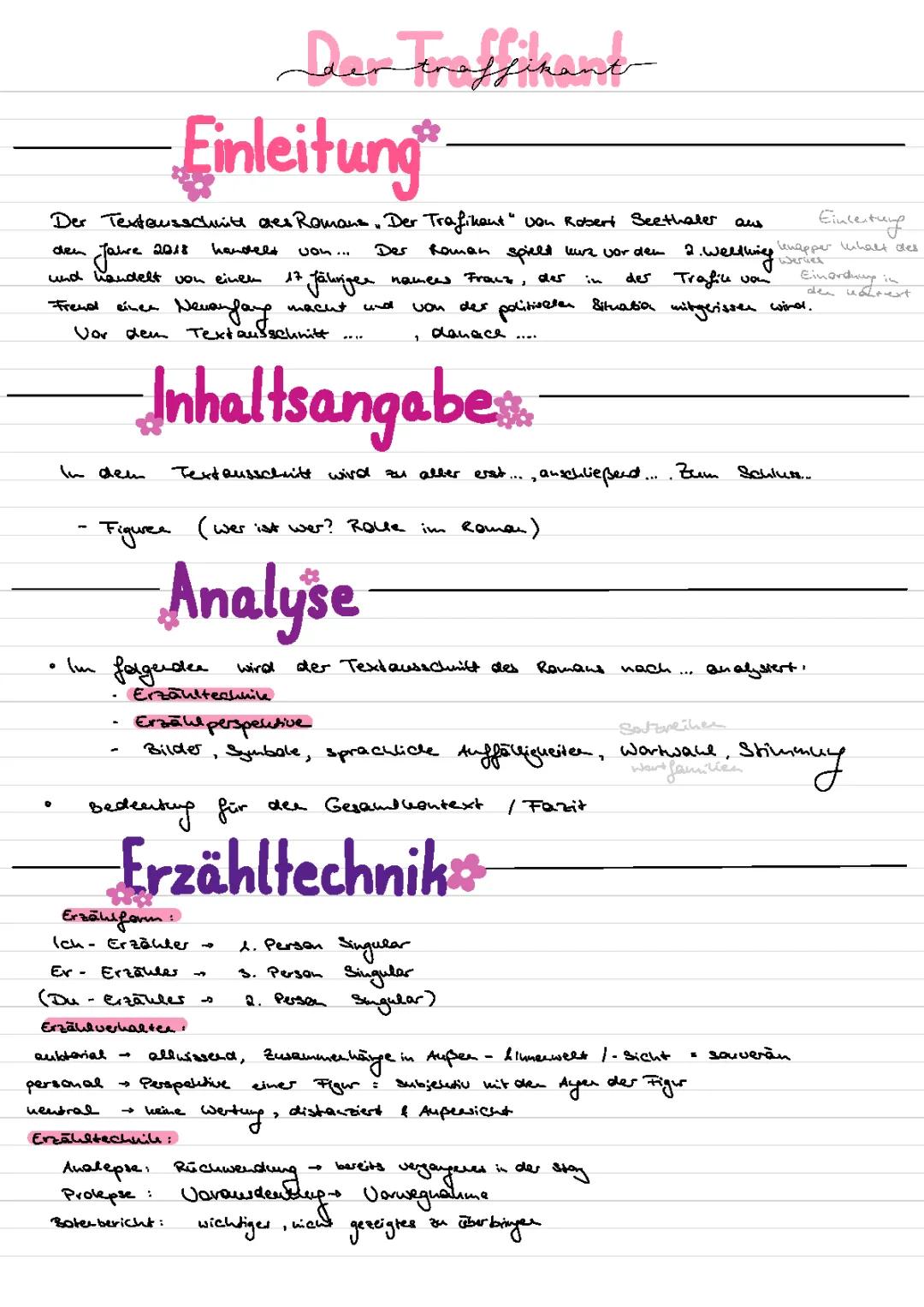 Der Trafikant Analyse und Zusammenfassung - Klausurhilfe und wichtige Textstellen