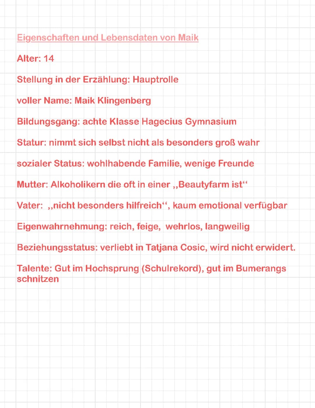 Tschick Charakterisierung Maik