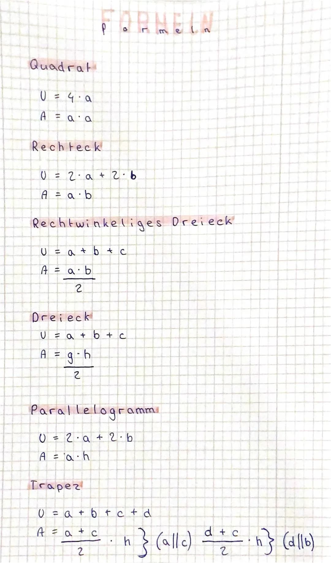 formeln von figuren (quadrat, rechteck, … 