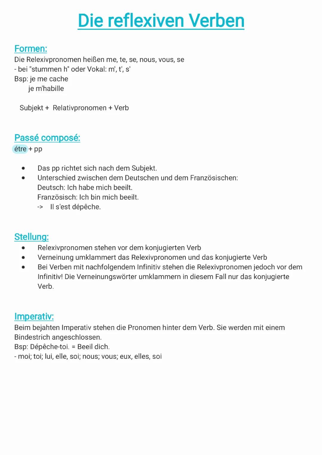 Die reflexiven Verben Französisch 
