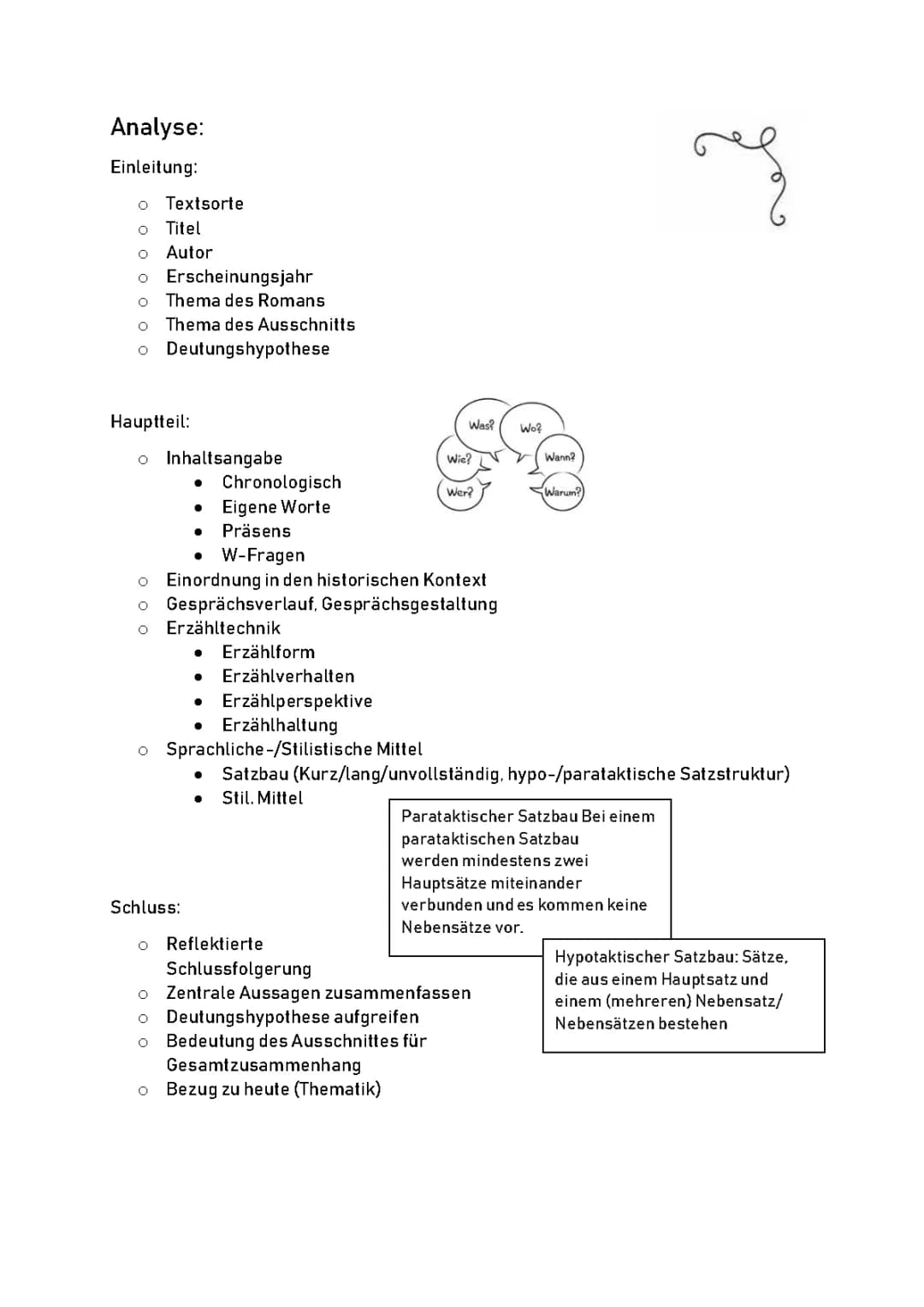 Romanausschnitt analysieren