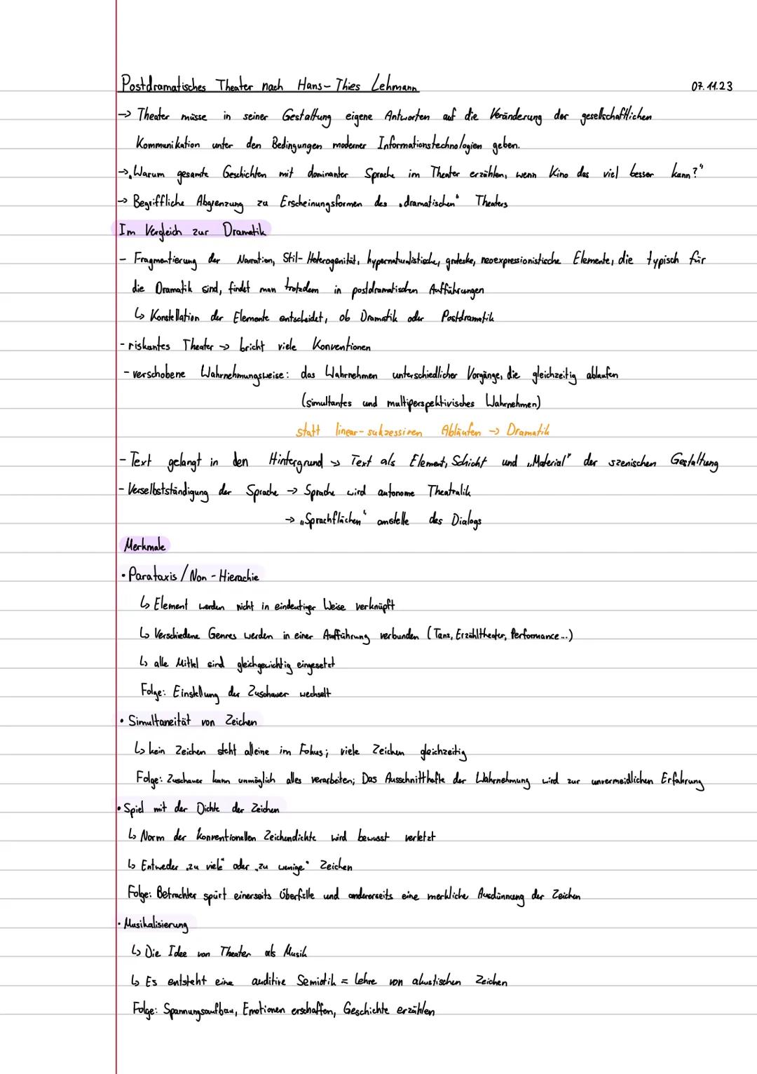 Postdramatisches Theater nach Hans-Thies Lehmann
-> Theater müsse
in seiner Gestaltung eigene Antworten auf die Veränderung der gesellschaft