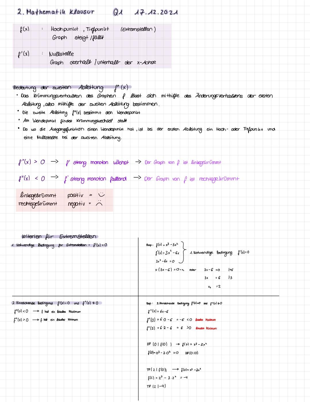 Mathe Klausur Q1: Analysis, Integralrechnung und Exponentialfunktionen mit Lösungen