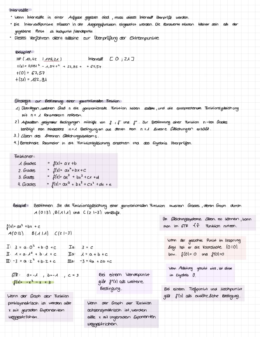 1. Mathe klausur Ql Eigenschaften ganzrationaler Funutionen
f(x)
:
f'(x) Nullstelle
Hochpunut, Tiefpunkt (Extremstellen)
Graph steigt / fäll
