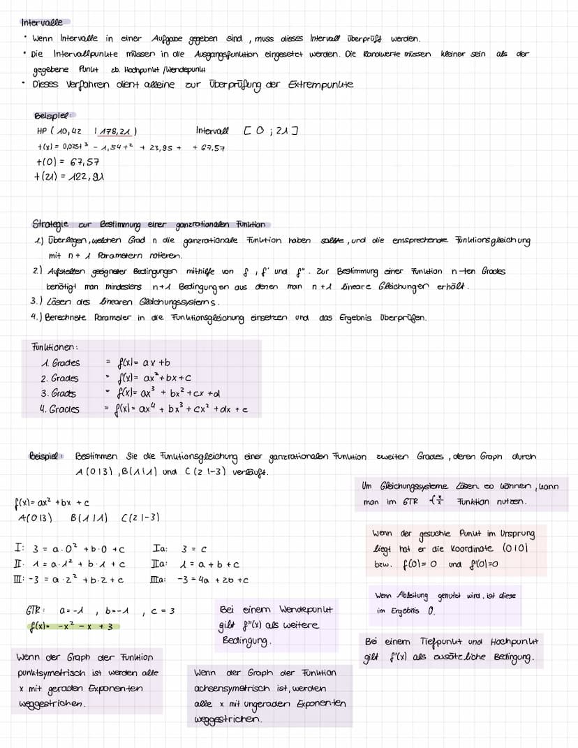 1. Mathe klausur Ql Eigenschaften ganzrationaler Funutionen
f(x)
:
f'(x) Nullstelle
Hochpunut, Tiefpunkt (Extremstellen)
Graph steigt / fäll
