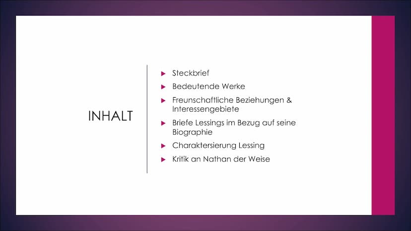 Gotthold
Ephraim
Lessing INHALT
Steckbrief
Bedeutende Werke
Freunschaftliche Beziehungen &
Interessengebiete
► Briefe Lessings im Bezug auf 