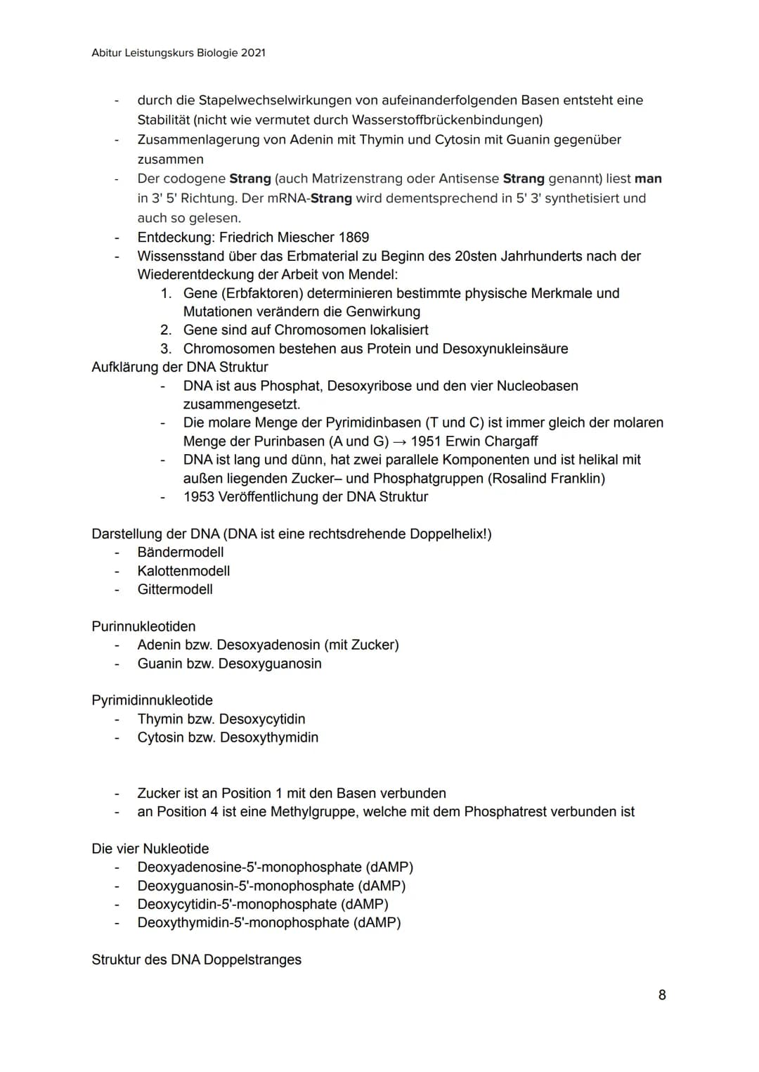 Abitur Leistungskurs Biologie 2021
GENETIK(Q3)
,,Grundlagen und Anwendungsfelder der Genetik"
offizielle Prüfungsschwerpunkte:
RNA, DNA, Chr