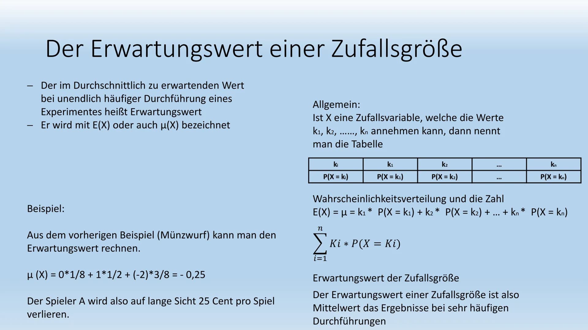 10
Binomialverteilung
Zufallsgrößen und Wahrscheinlichkeitsverteilung Zufallsgröße und Wahrscheinlichkeitsverteilung
Eine Zufallsgröße ist e