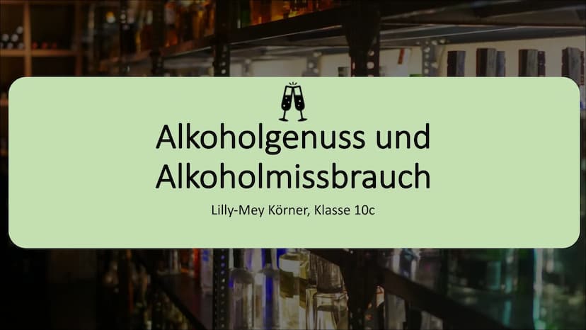 Lilly-Mey Körner
Klasse 10c
Trinkalkohol chemisch gesehen
• Ethanol
• n-Alkanol
•
●
Summenformel: C2H5OH
• farblos, stechend riechend, flüss