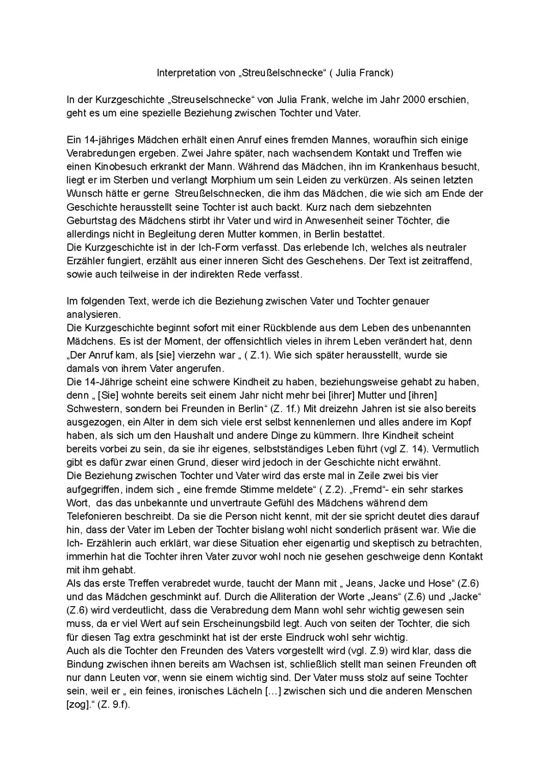 Kurzgeschichte „Streuselschnecke“