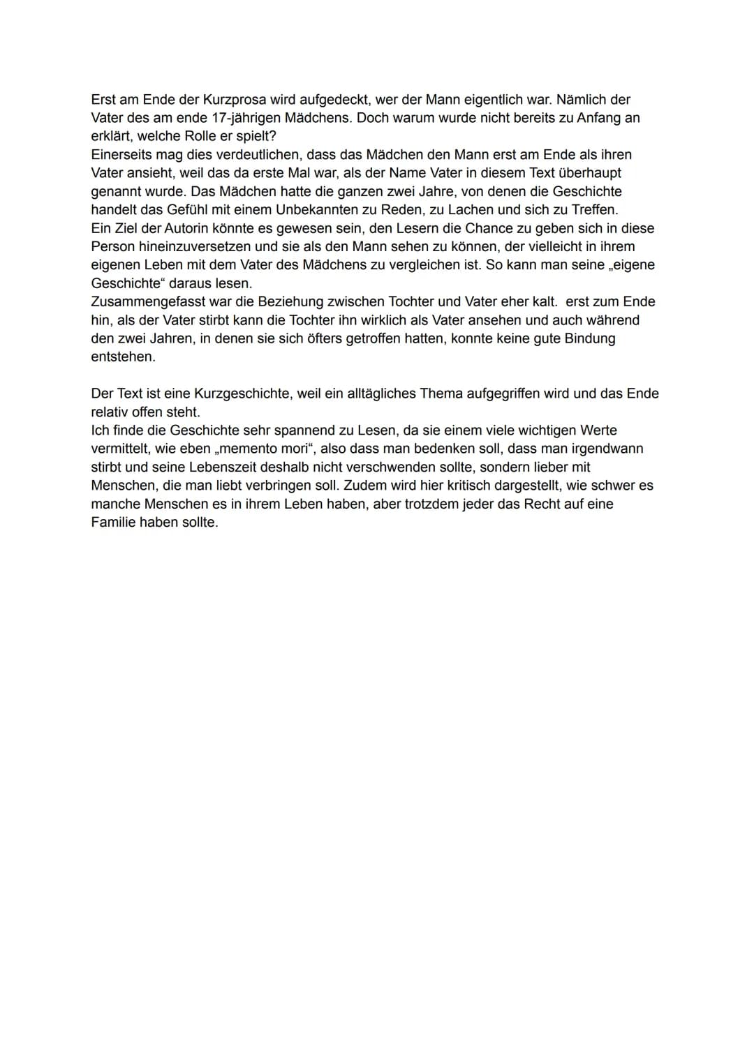 Interpretation von „Streußelschnecke" (Julia Franck)
In der Kurzgeschichte „Streuselschnecke" von Julia Frank, welche im Jahr 2000 erschien,