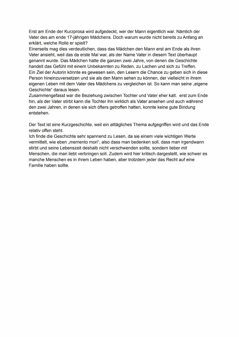 Interpretation von „Streußelschnecke" (Julia Franck)
In der Kurzgeschichte „Streuselschnecke" von Julia Frank, welche im Jahr 2000 erschien,