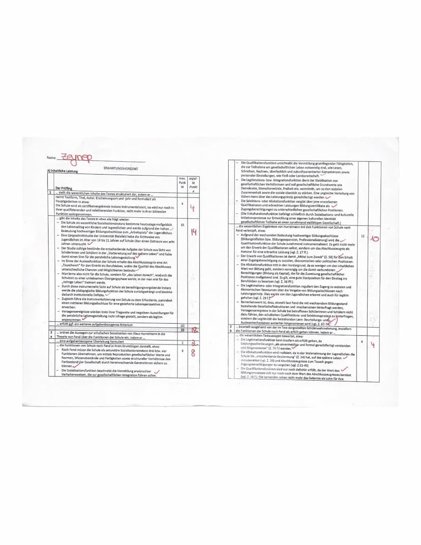 Pädagogik Q27
Name:
нупер
Aufgaben:
P
Klausur Nr. 2 21/22
Schulische Sozialisation
1. Formulieren Sie den Hauptgedanken des Textes und stell
