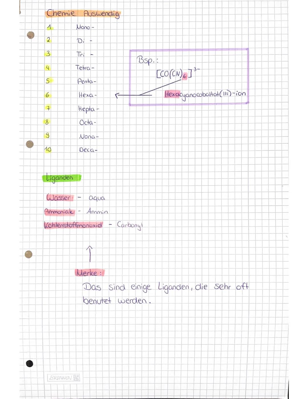 # Chemie Test

*   Liganden Die Liganden, ah. die Komplexteilchen die sich über
    das Zentralion anordnen, können ausgetauscht
    werden.