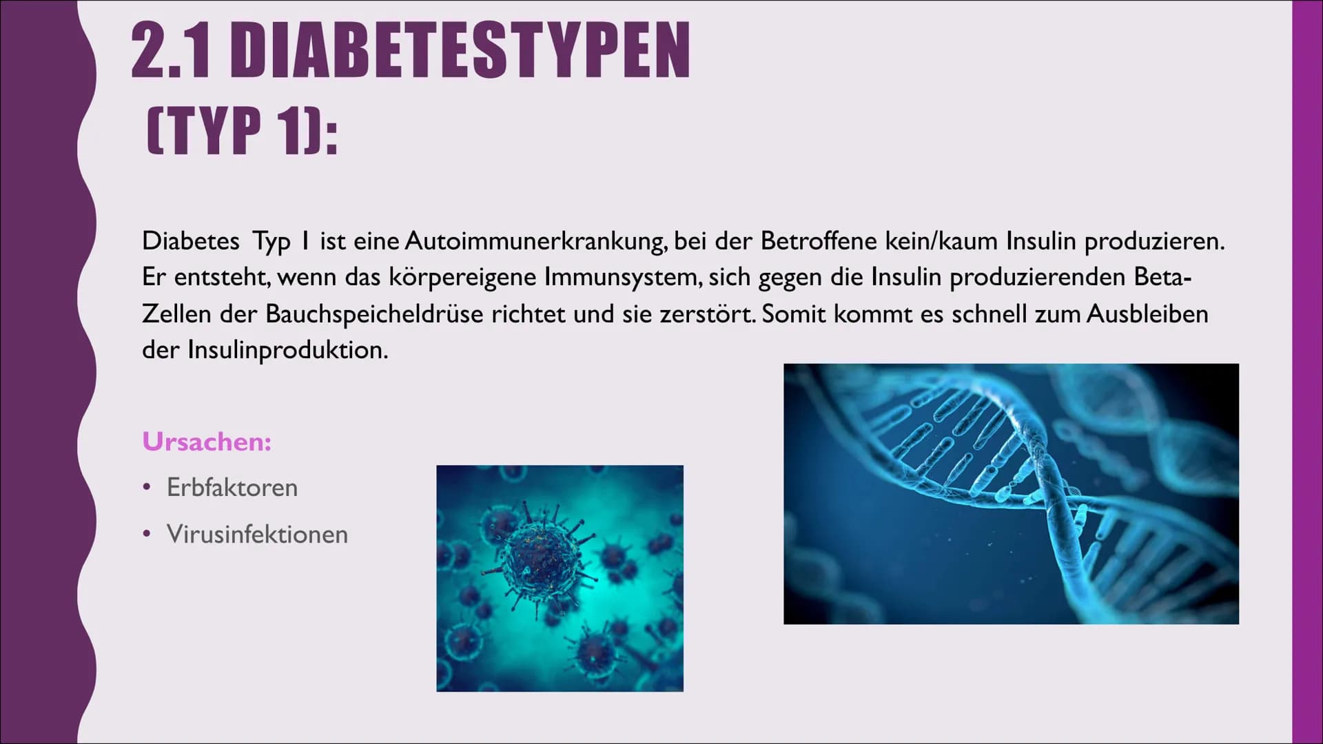 Diabetes I.
2.
GLIEDERUNG:
Was ist Diabetes?
Diabetestypen
2.1. Typ I
2.2 Typ 2
2.3 andere Typen
3. Insulin
3.1 Bedeutung & Aufgabe
3.2 Vera