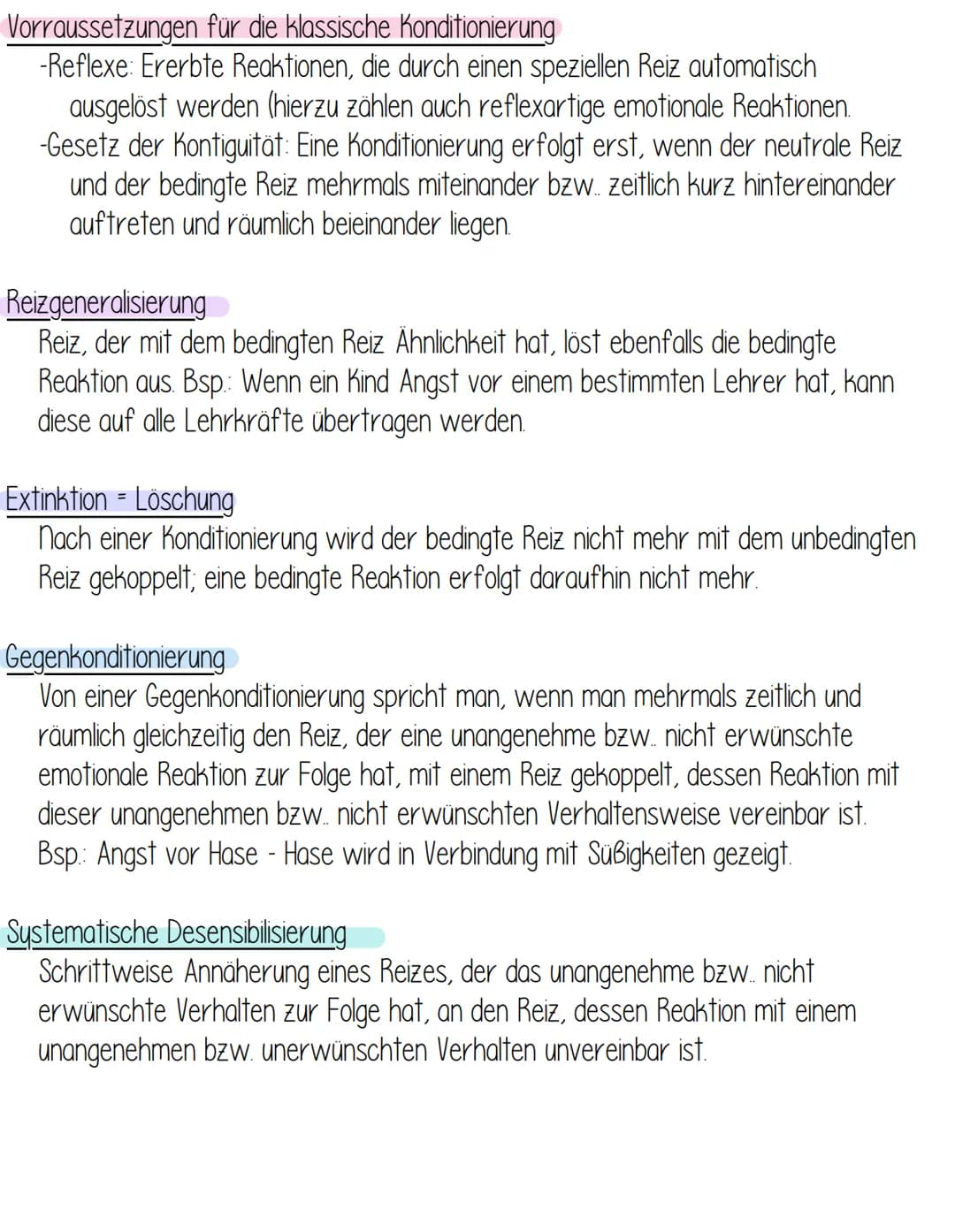 Klassische Konditionierung
Begriffe
-neutraler Reiz (NS)
Reiz, der zu einer neutralen Reaktion führt
-neutrale Reaktion (NR)
keine spezifisc