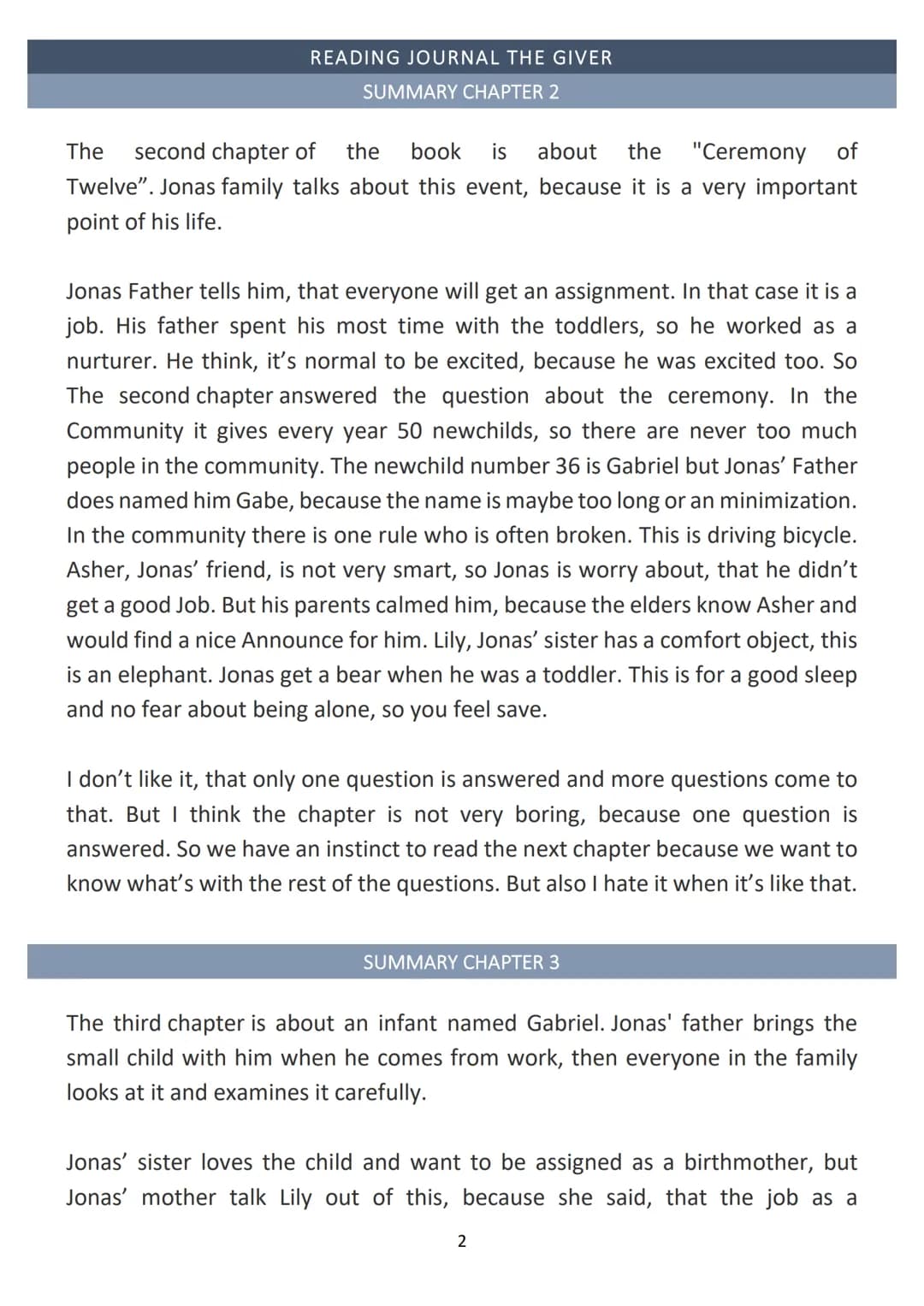 READING JOURNAL THE GIVER
SUMMARY CHAPTER 1
The first chapter of the book is a introduction for the book, so it describes
Jonas with his fee