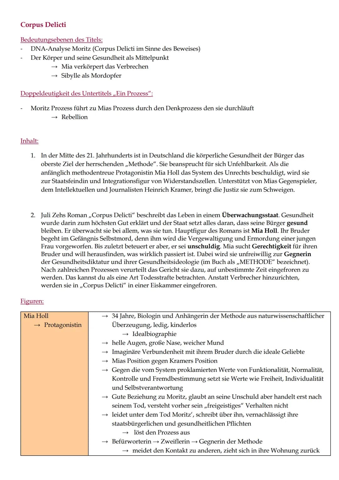 Corpus Delicti
Bedeutungsebenen des Titels:
DNA-Analyse Moritz (Corpus Delicti im Sinne des Beweises)
Der Körper und seine Gesundheit als Mi