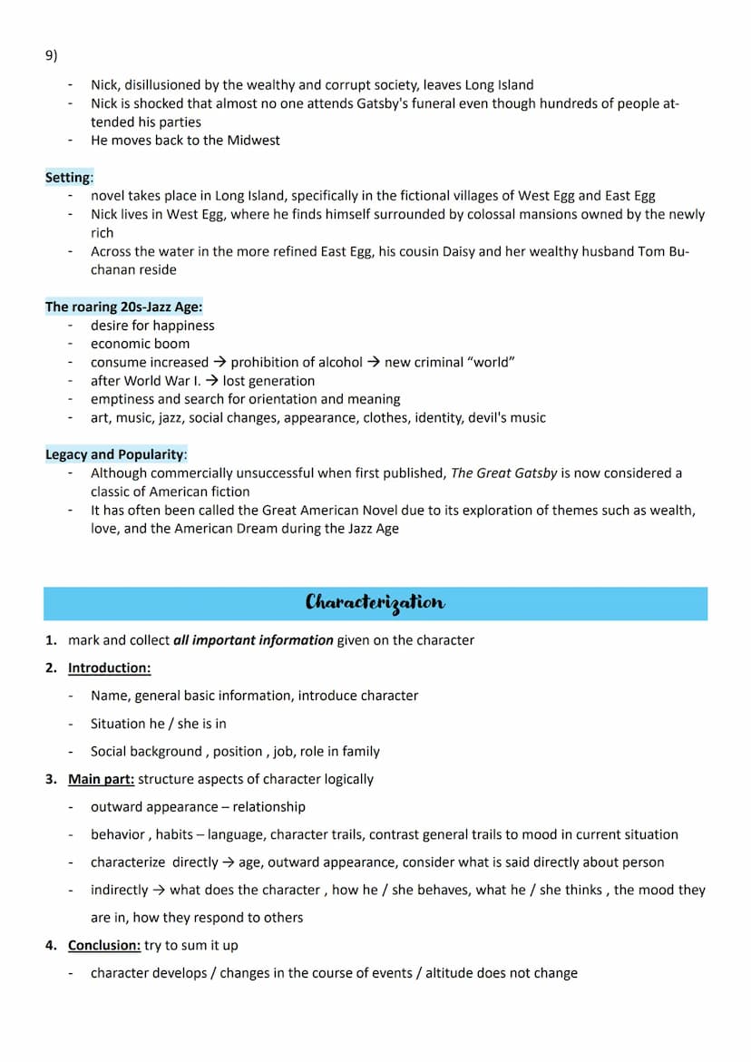 Englisch Abitur
Topics
1. The individual and society
• The Great Gatsby - characterization and plot
2. Politics, culture and society - betwe