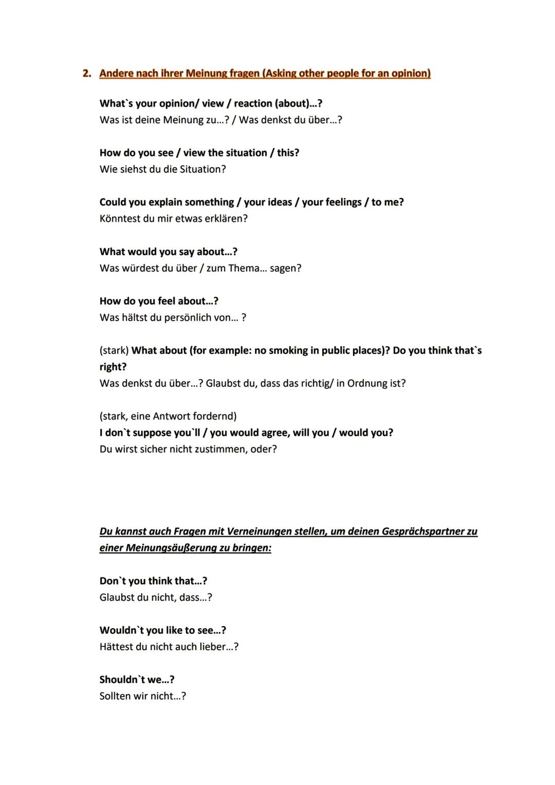# Hilfreiche Wendungen zum Speaking Test

1. Eine eigene Meinung ausdrücken (Expressing an opinion)

I (would) prefer...
Ich würde lieber...