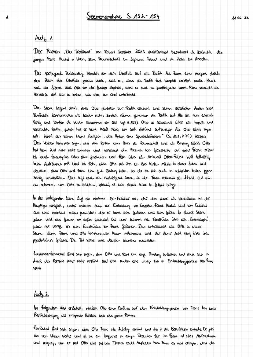 Deutsch GK Q1
Nr. 1 Interpretiere* die vorgegebene Textstelle (S.152-154) im Hinblick auf die Beziehung
zwischen Franz Huchel und Otto Trsnj