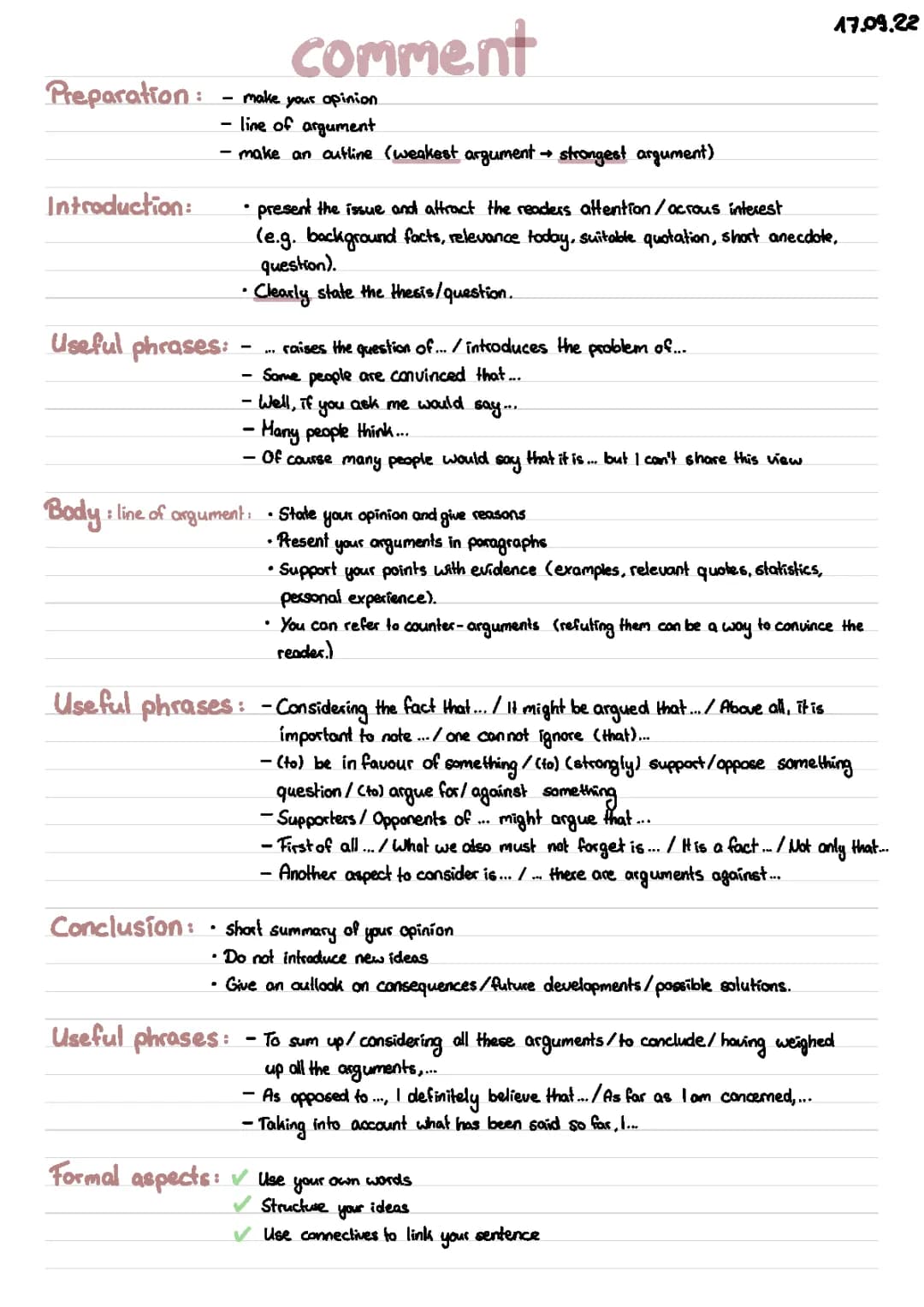 writing a comment