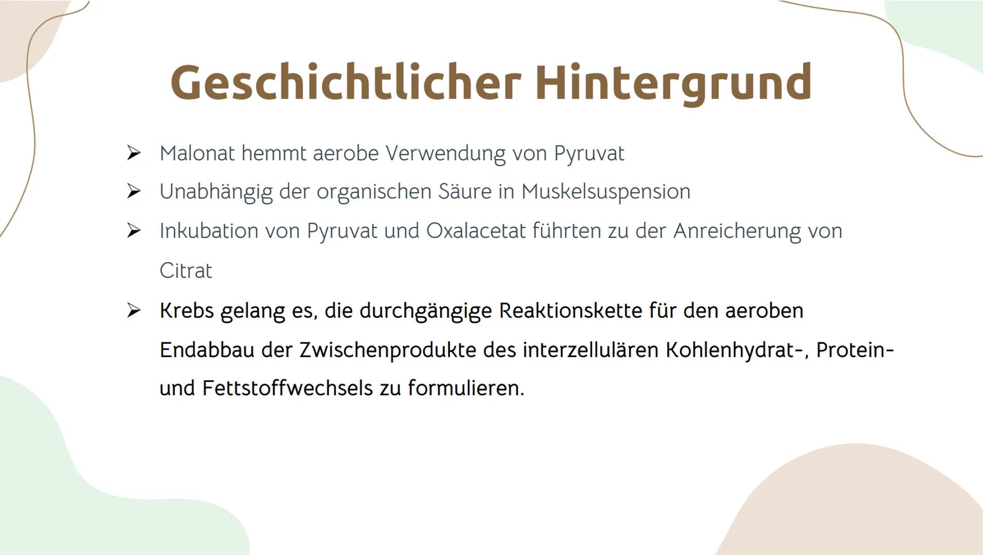 # Der Citratzyklus

von . Geschichtlicher Hintergrund:
O Entdeckung durch Hans Adolf Krebs, deswegen wird der Citratzyklus auch Krebs-
Zyklu